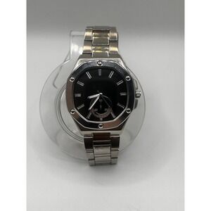 Accutime Watch Corp Silver & Black Watch Pc21J‎ - NEW Battery!